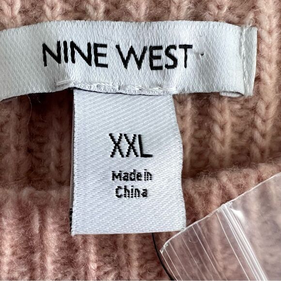 New Nine West Shine Crewneck Sweater Peach Gold Metallic XXL Cozy Warm - Picture 7 of 10